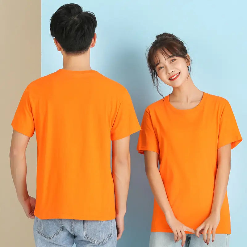 Men’s And Women’s Same Summer Pure Cotton Round Neck T-shirt