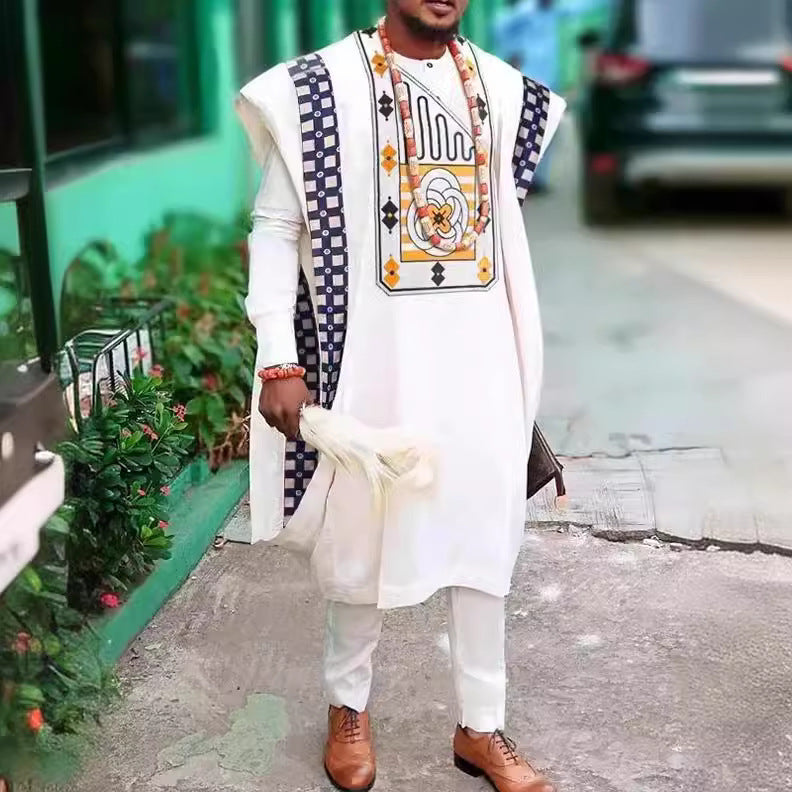 African Ethnic Print Casual Men’s Three-piece Suit