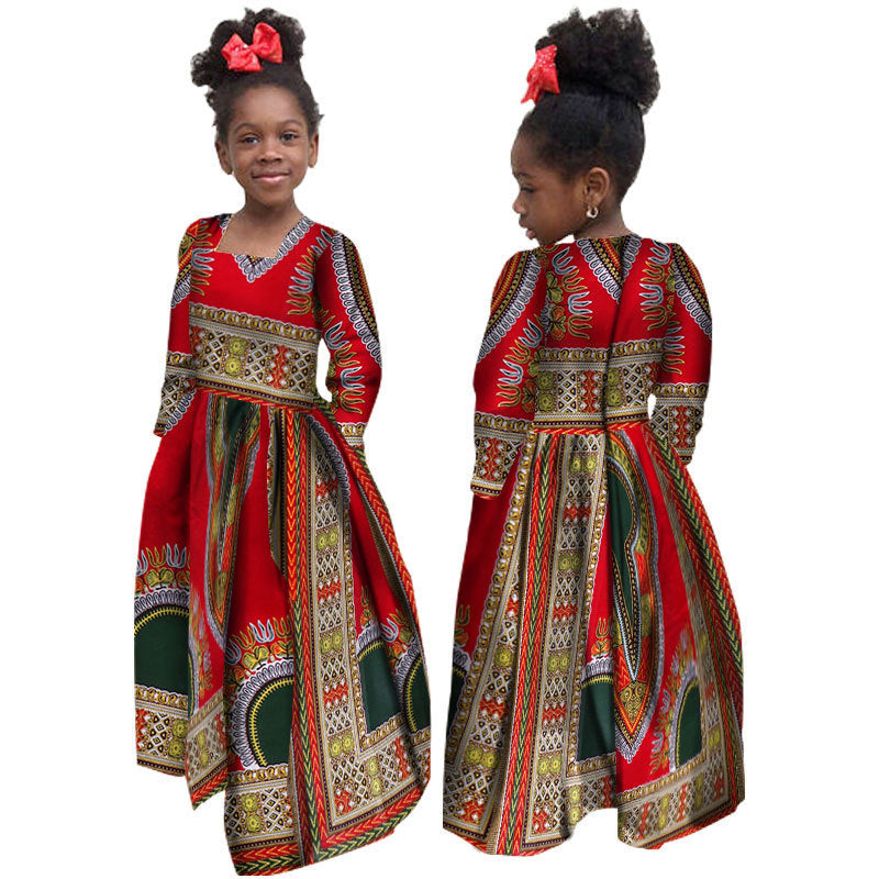 African Girl’s Dress Cotton Long-sleeved Daxiji Dress