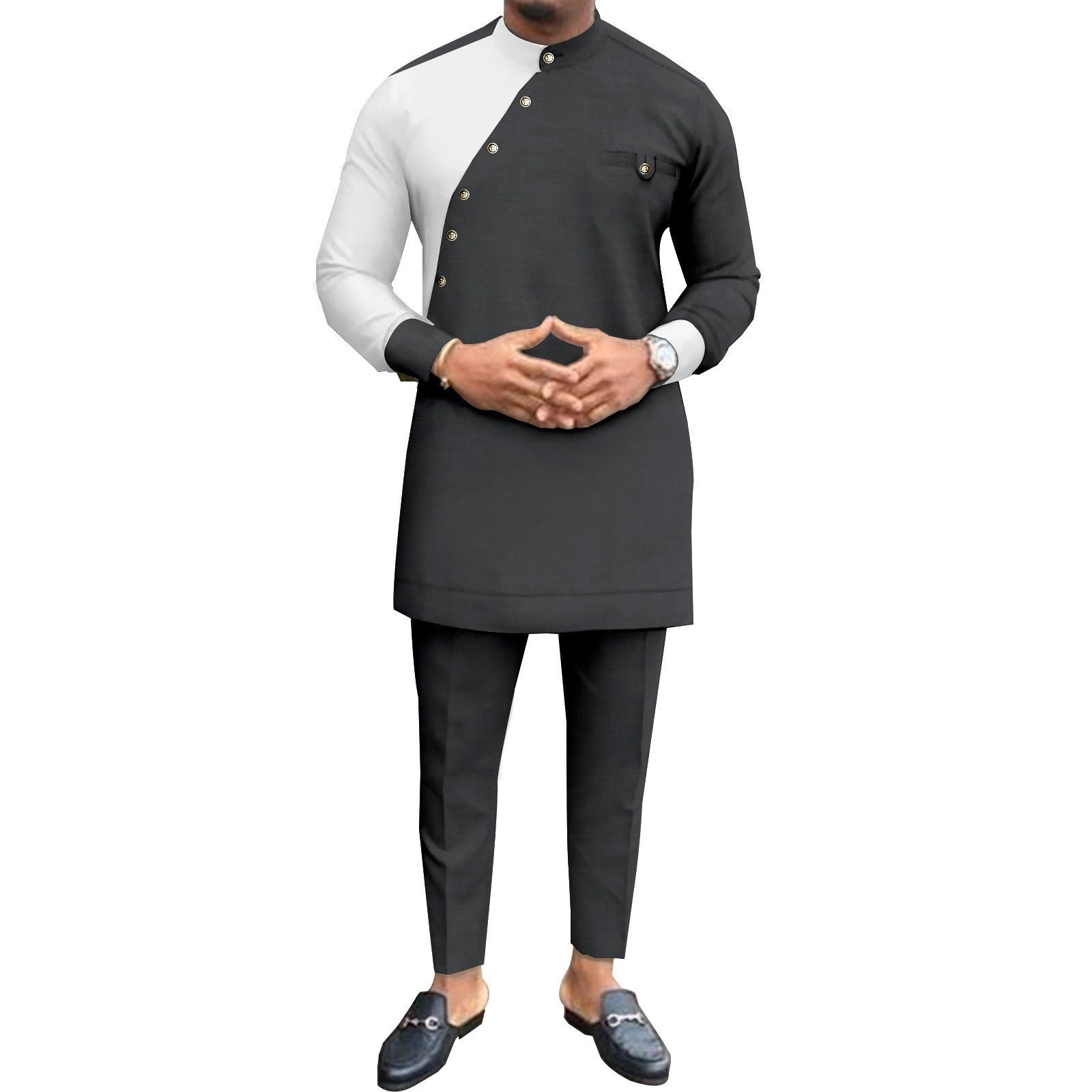 African National Pure Color Cotton Men’s Leisure Suit Top Pants