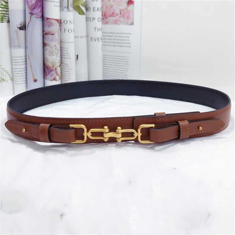 All Match Cowhide Waist Wide Girdle - Brown / 65cm