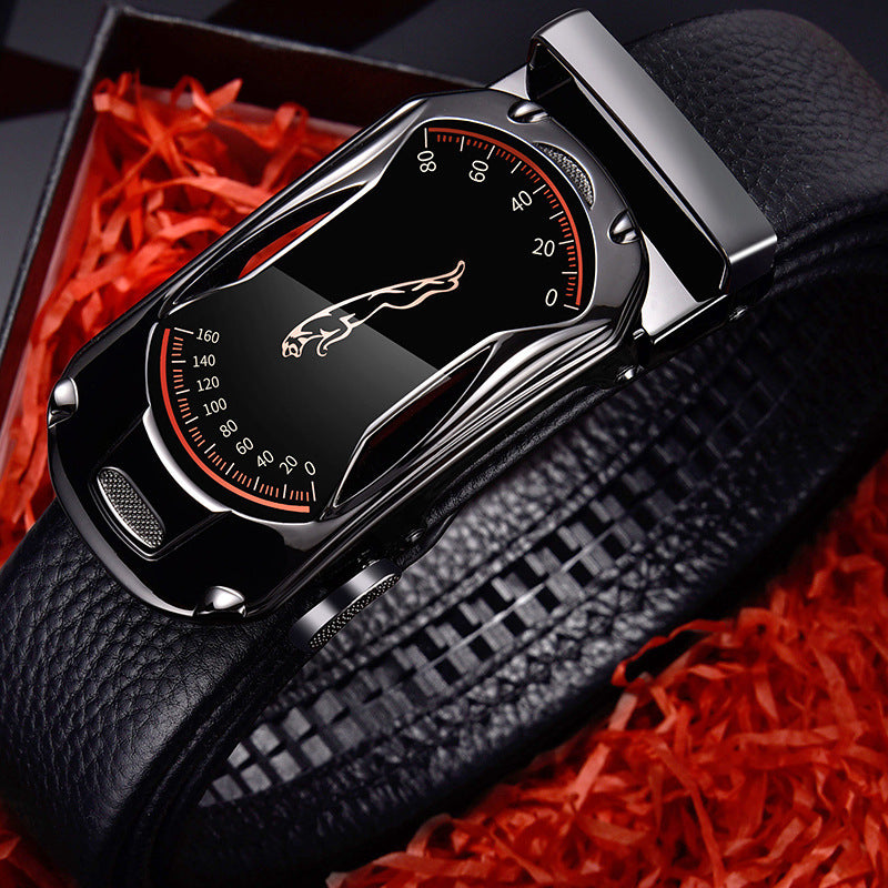 Men’s leather belt - Gun color Sports car