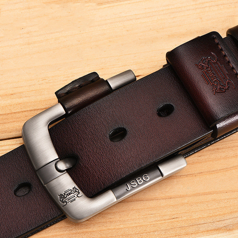 Men’S Pin Buckle Pure Leather Belt - 10style / 105CM
