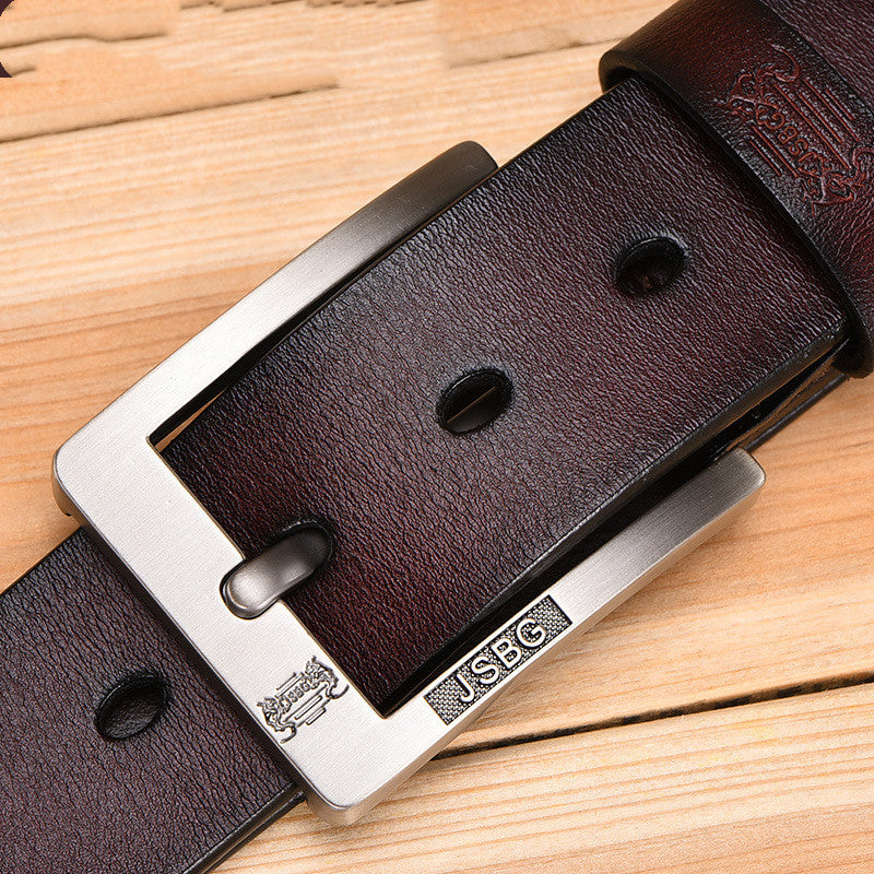 Men’S Pin Buckle Pure Leather Belt - 12style / 105CM