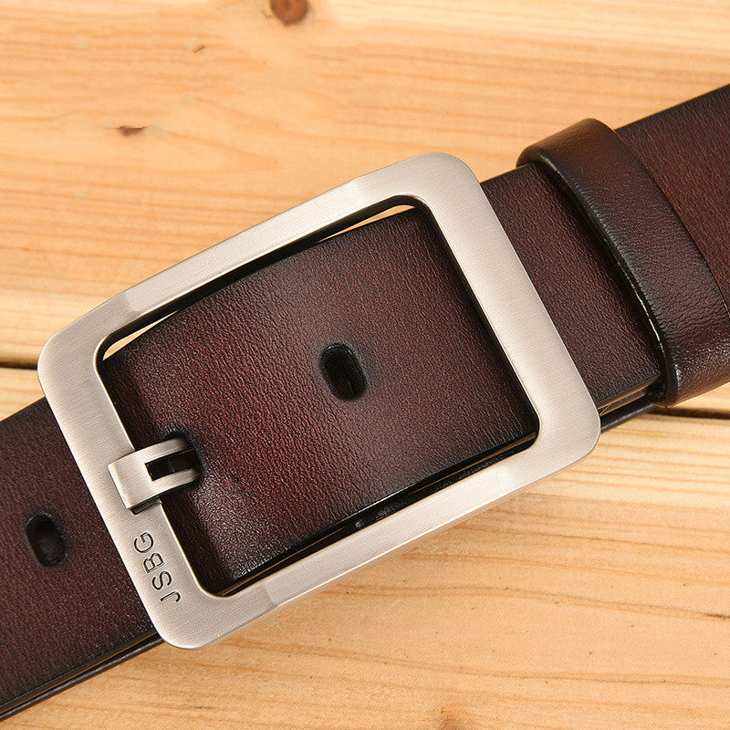 Men’S Pin Buckle Pure Leather Belt - 7style / 105CM