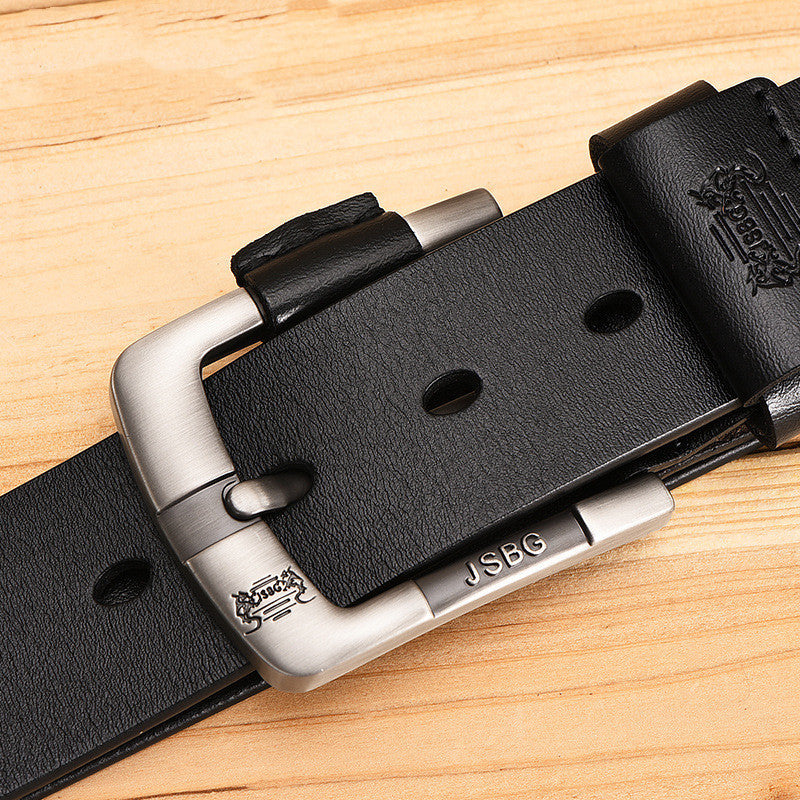 Men’S Pin Buckle Pure Leather Belt - 8style / 105CM