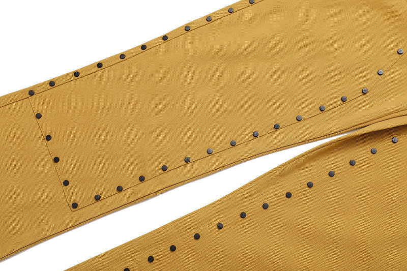Solid Color Rivets Overalls Europe And America Retro Casual Pants