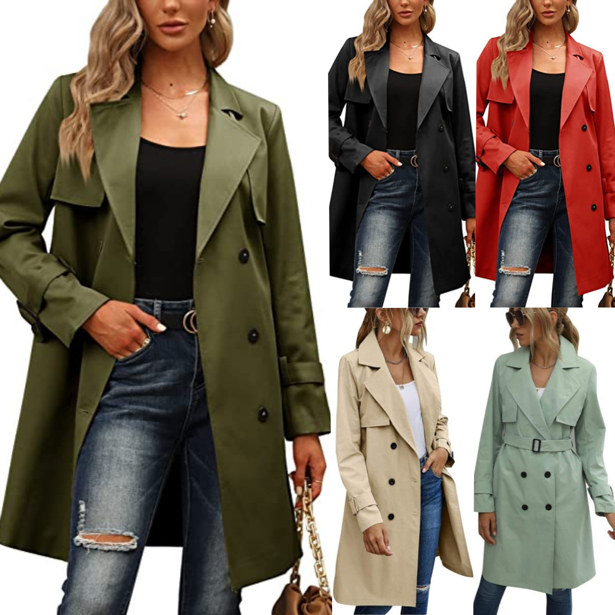 European And American Autumn Women’s Double Breasted Fashion Casual Trench Coat