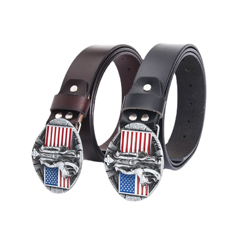 Fashion Cowhide Personality Popular Fashion Flag Belt
