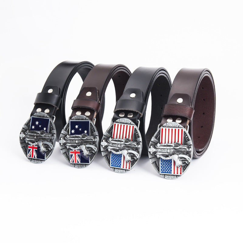 Fashion Cowhide Personality Popular Fashion Flag Belt