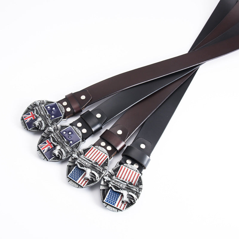 Fashion Cowhide Personality Popular Fashion Flag Belt