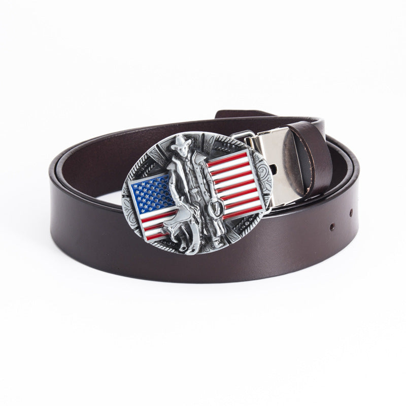 Fashion Cowhide Personality Popular Fashion Flag Belt - American coffee belt clip / 100cm