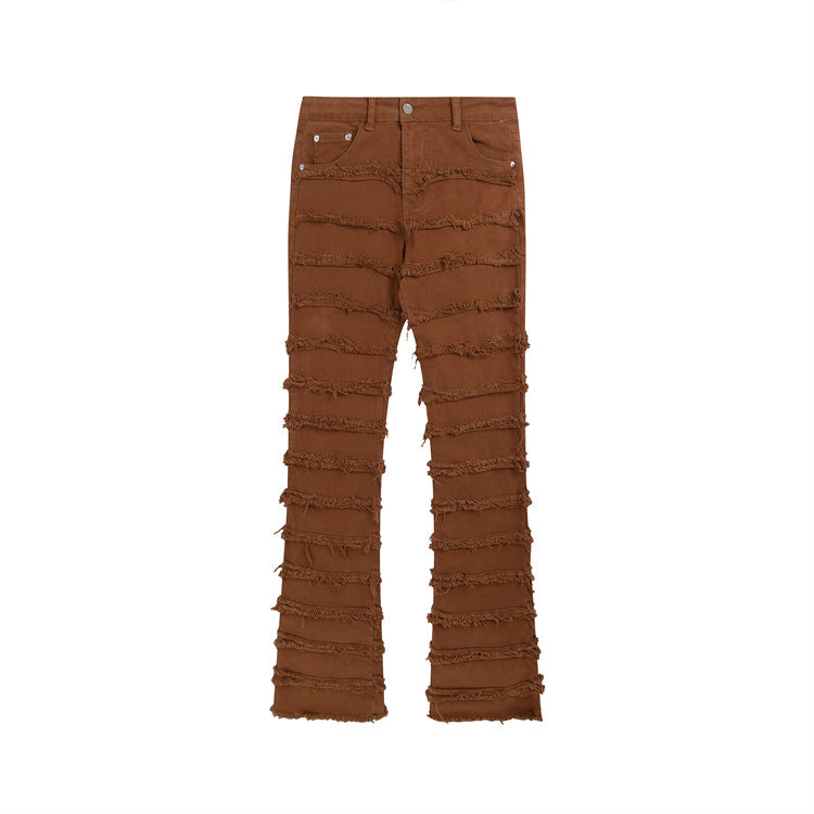 American Erosive Destruction Raw Edge High Street Jeans - Brown / S