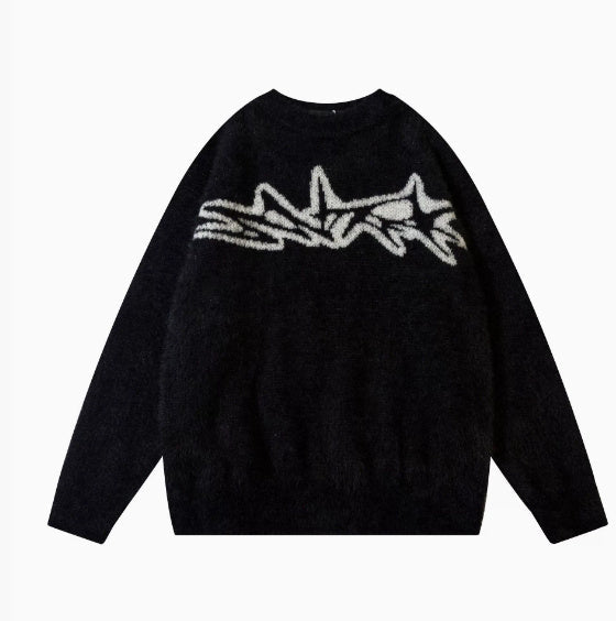 American High Street Spring Autumn Knitwear Casual Sweater - Black / S