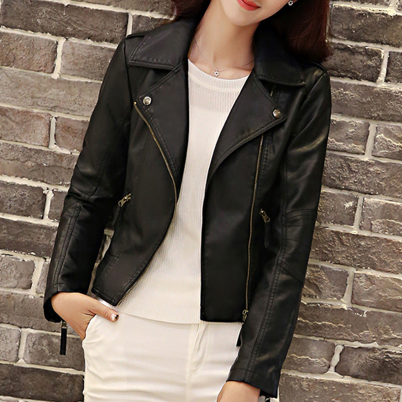 European And American Motorcycle Women’s Clothing Leather Coat