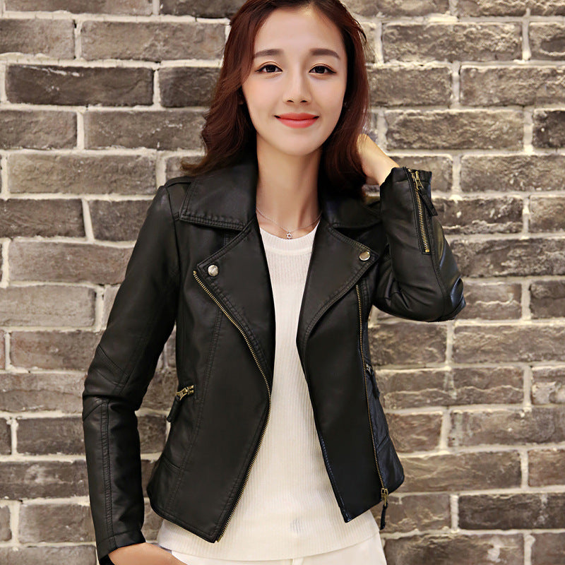 European And American Motorcycle Women’s Clothing Leather Coat