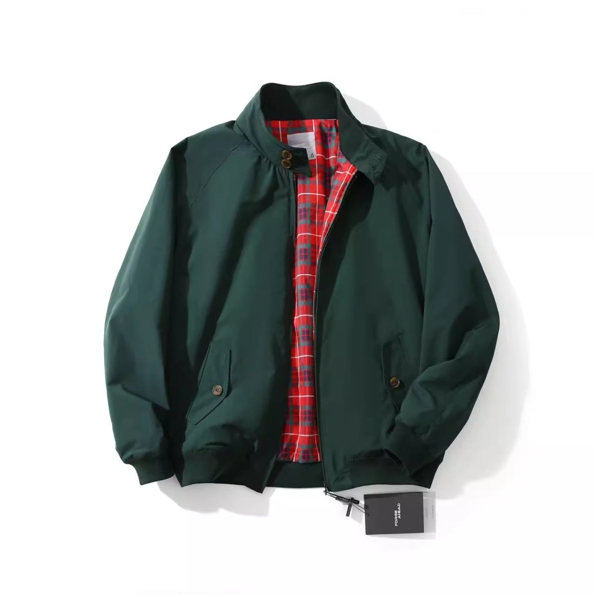 American Retro Tough Guy Flight Jacket Stand Collar Coat For Men - Green / S