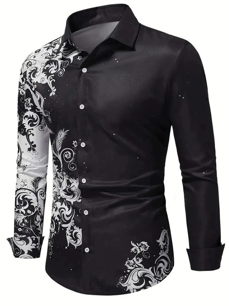 European And American Spring And Autumn Leisure Personalized Trendy Men Long Sleeve 3D Printed Shirt - J001 / XS