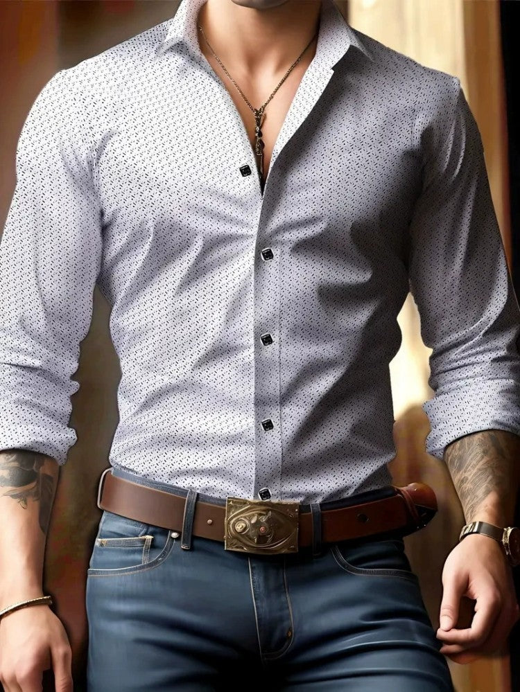 European And American Spring And Autumn Leisure Personalized Trendy Men Long Sleeve 3D Printed Shirt - J0010 / XS