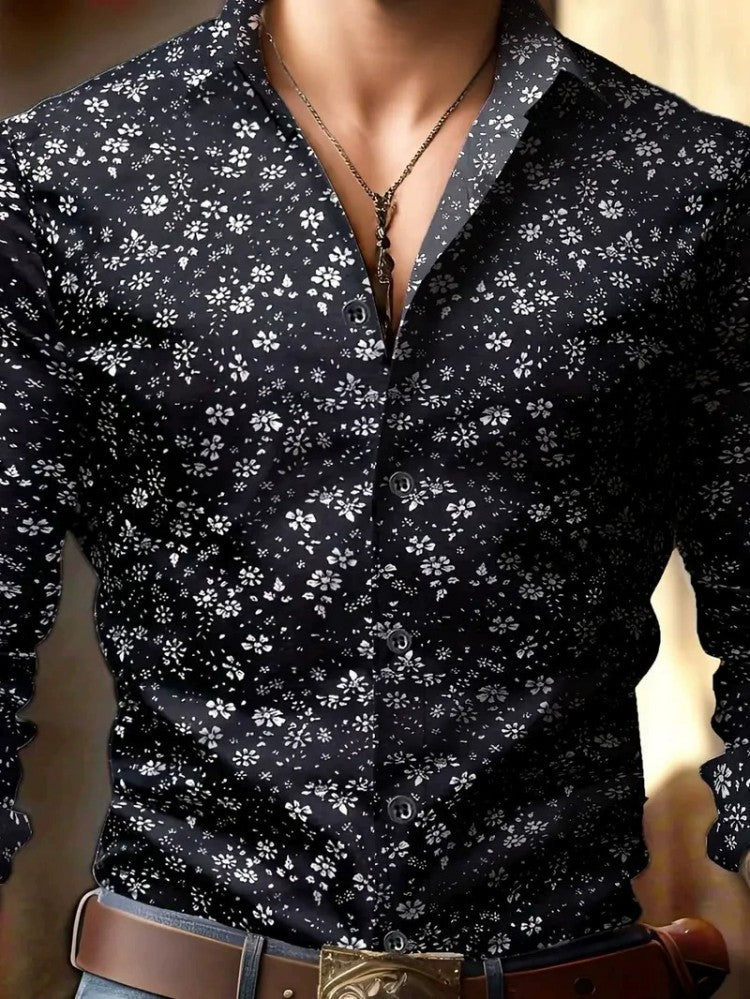European And American Spring And Autumn Leisure Personalized Trendy Men Long Sleeve 3D Printed Shirt - J0011 / XS