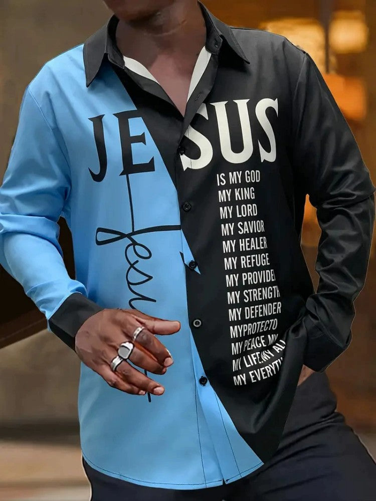 European And American Spring And Autumn Leisure Personalized Trendy Men Long Sleeve 3D Printed Shirt - J003 / XS
