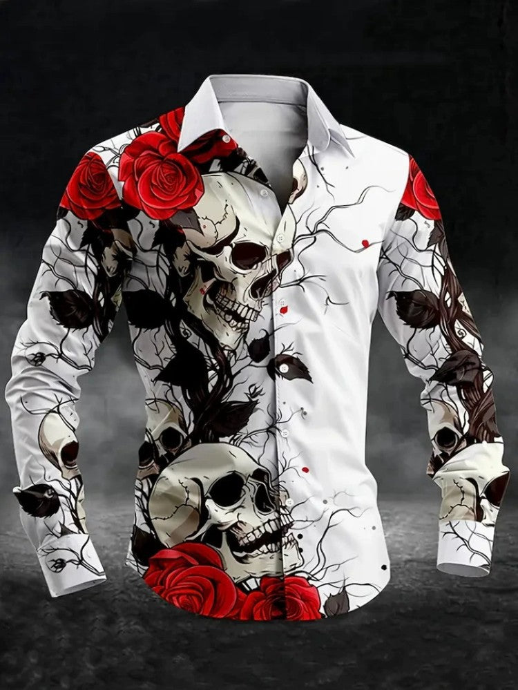 European And American Spring And Autumn Leisure Personalized Trendy Men Long Sleeve 3D Printed Shirt - J004 / XS
