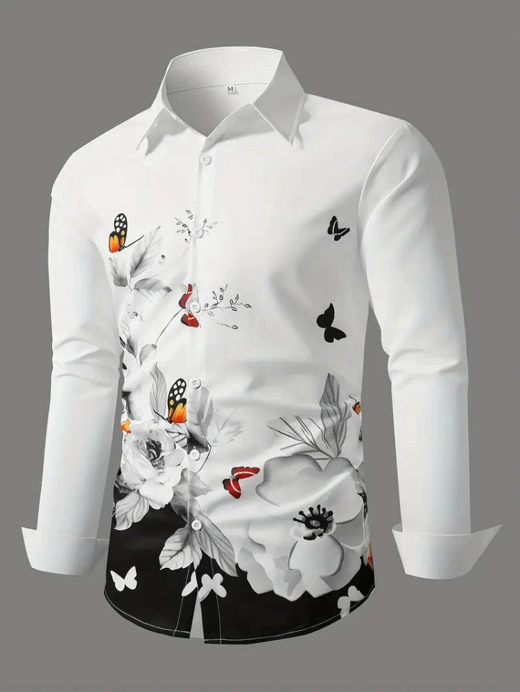 European And American Spring And Autumn Leisure Personalized Trendy Men Long Sleeve 3D Printed Shirt - J008 / XS