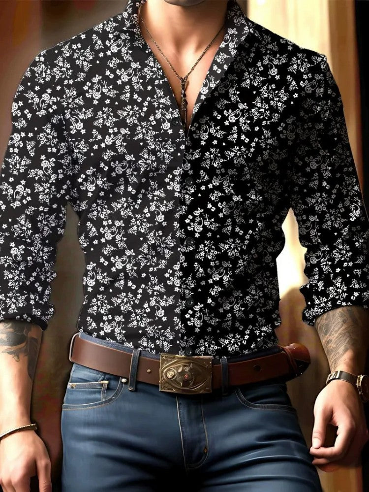 European And American Spring And Autumn Leisure Personalized Trendy Men Long Sleeve 3D Printed Shirt - J009 / XS