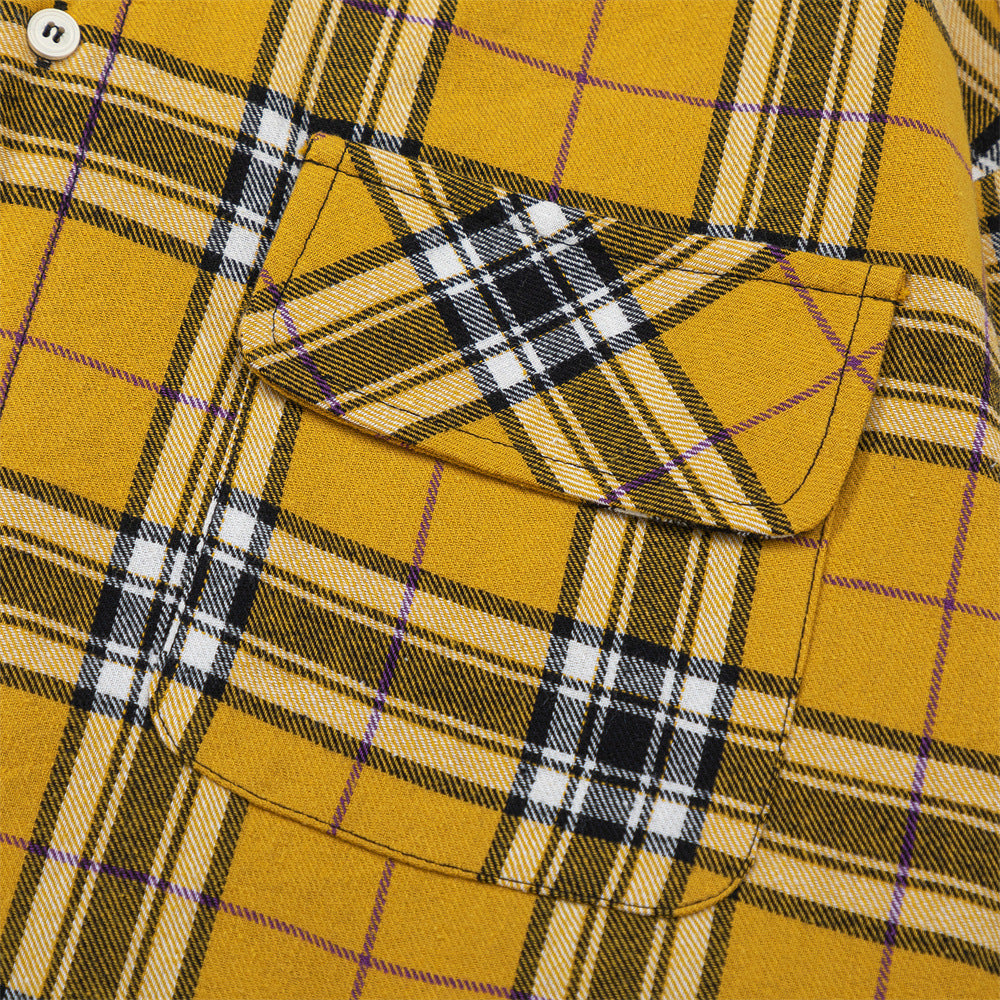 European And American Style Colorblock Hood Plaid Long Sleeve Shirt