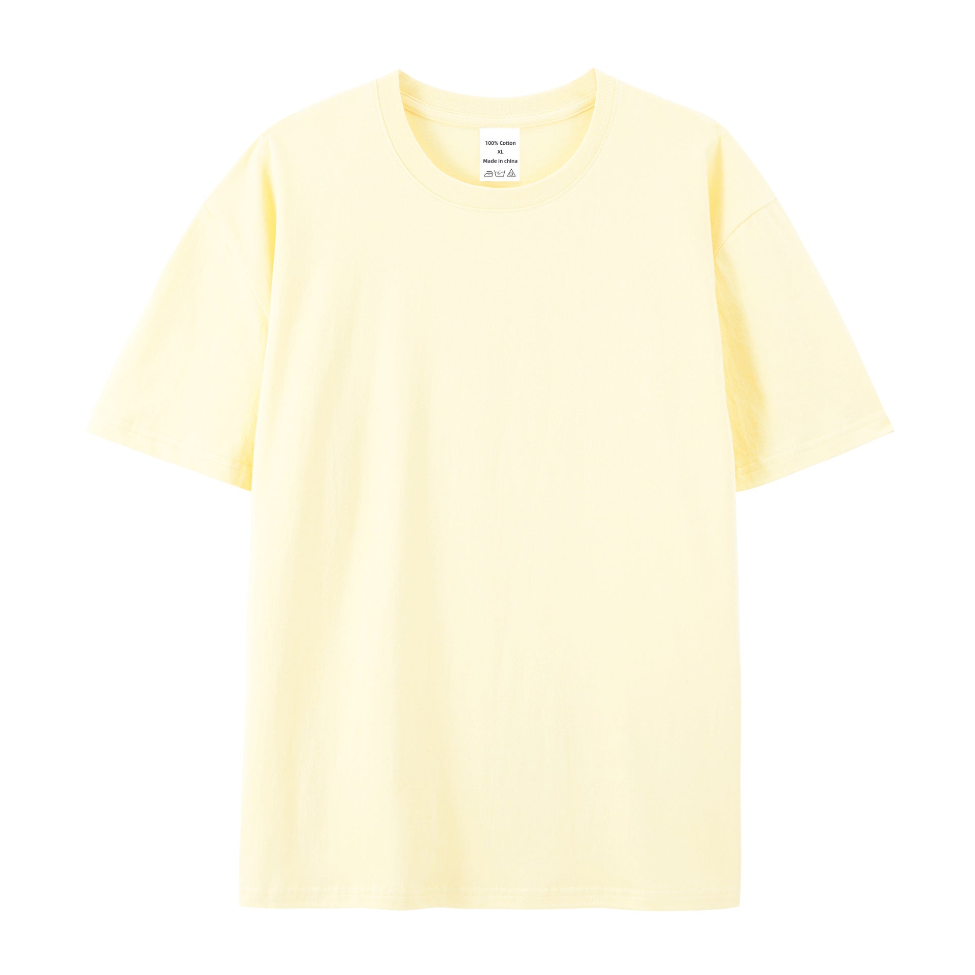 Cotton American Style High-end Half Sleeve T-shirt - Beige / XXS
