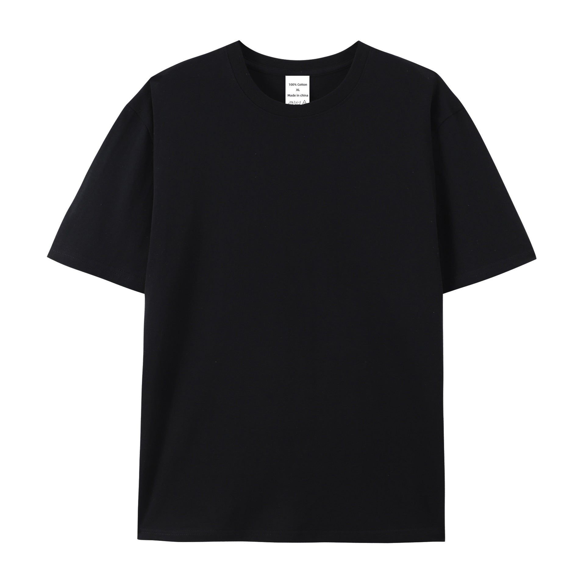 Cotton American Style High-end Half Sleeve T-shirt - Black / XXS