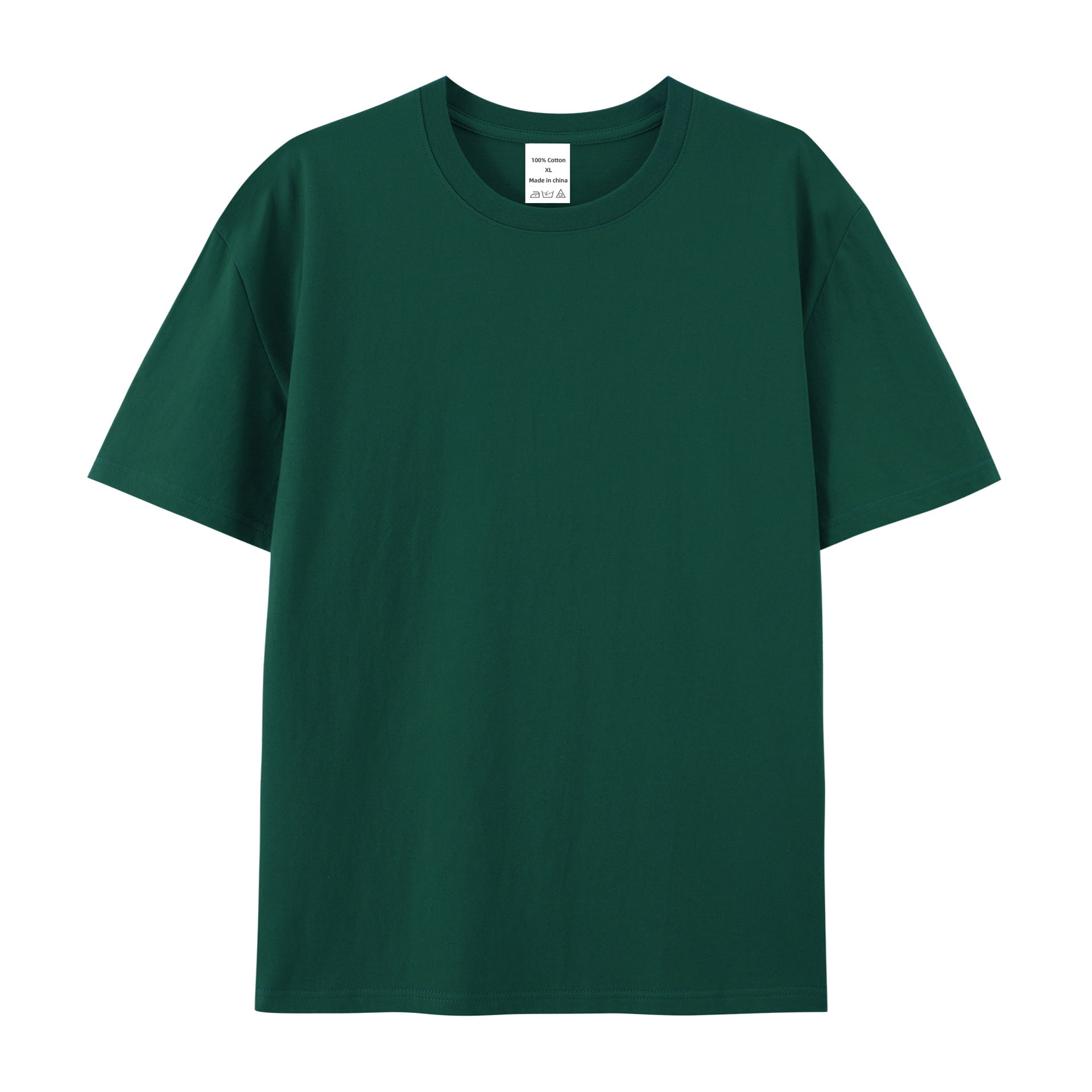 Cotton American Style High-end Half Sleeve T-shirt - Dark Green / XXS
