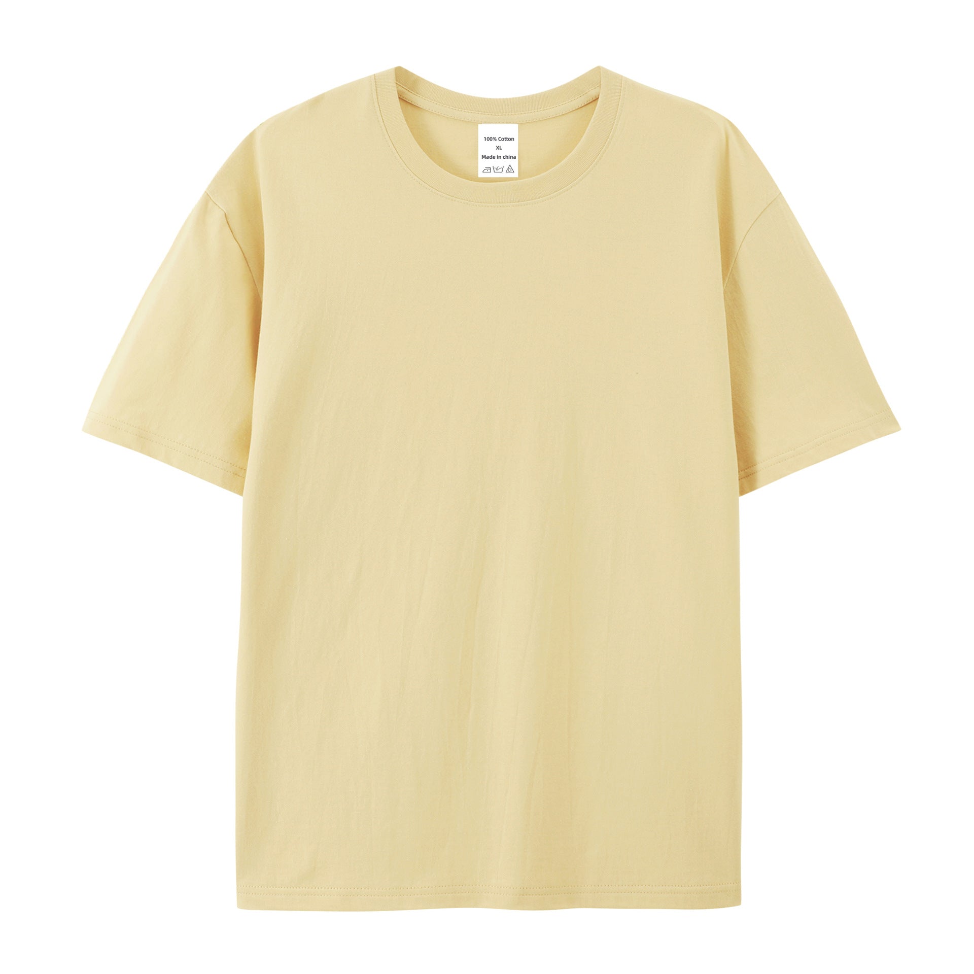 Cotton American Style High-end Half Sleeve T-shirt - Light Camel / XXS