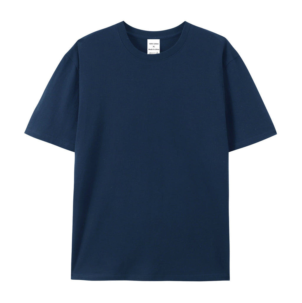 Cotton American Style High-end Half Sleeve T-shirt - Navy Blue / XXS