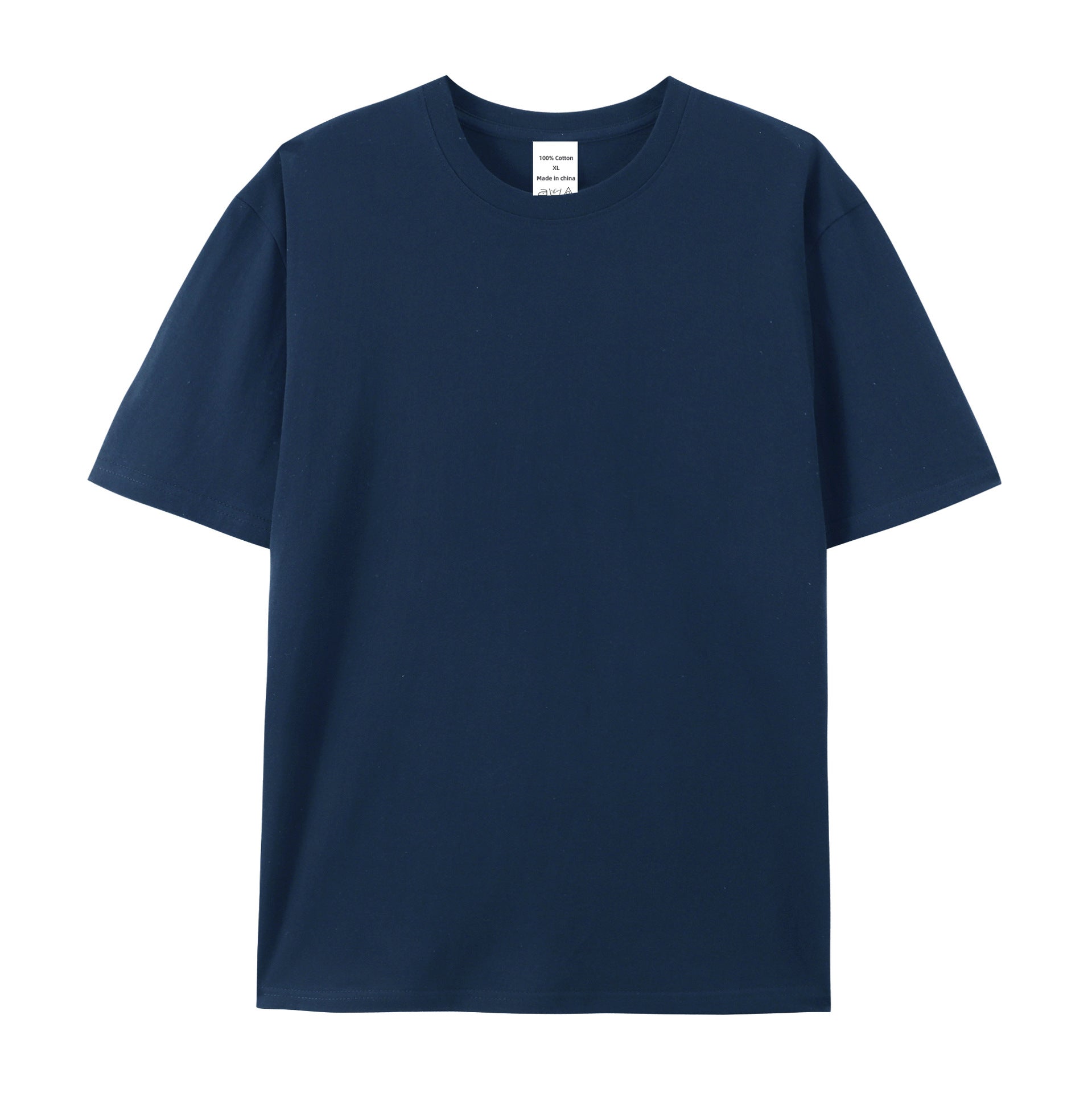 Cotton American Style High-end Half Sleeve T-shirt - Navy Blue / XXS
