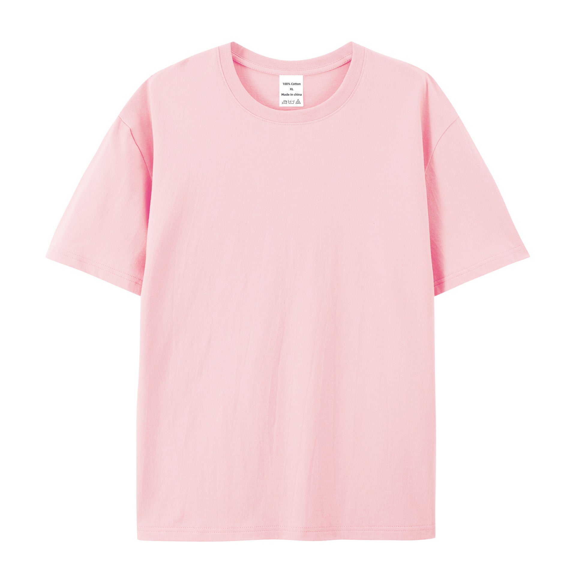 Cotton American Style High-end Half Sleeve T-shirt - Pink / XXS