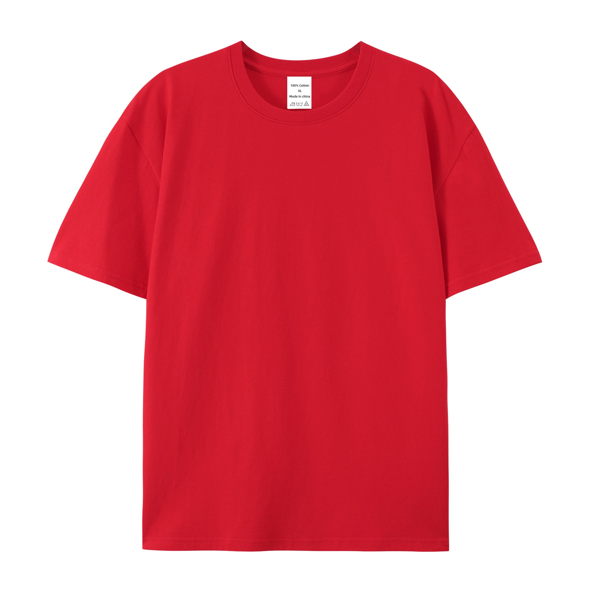 Cotton American Style High-end Half Sleeve T-shirt - Red / XXS
