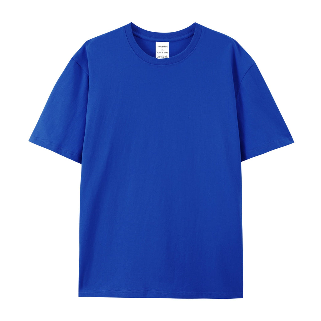 Cotton American Style High-end Half Sleeve T-shirt - Sapphire Blue / XXS
