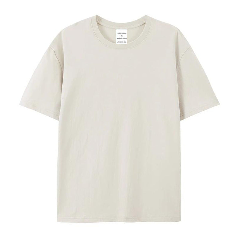 Cotton American Style High-end Half Sleeve T-shirt - Sea Gull Gray / XXS