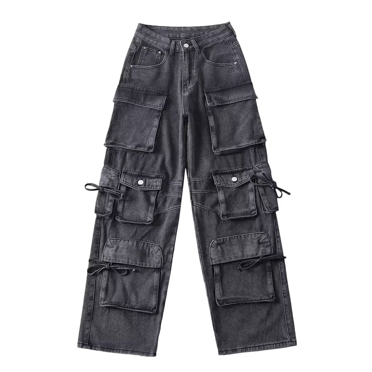 American Style Fashion Work Clothes Style Straight-leg Denim Trousers - Gray / S