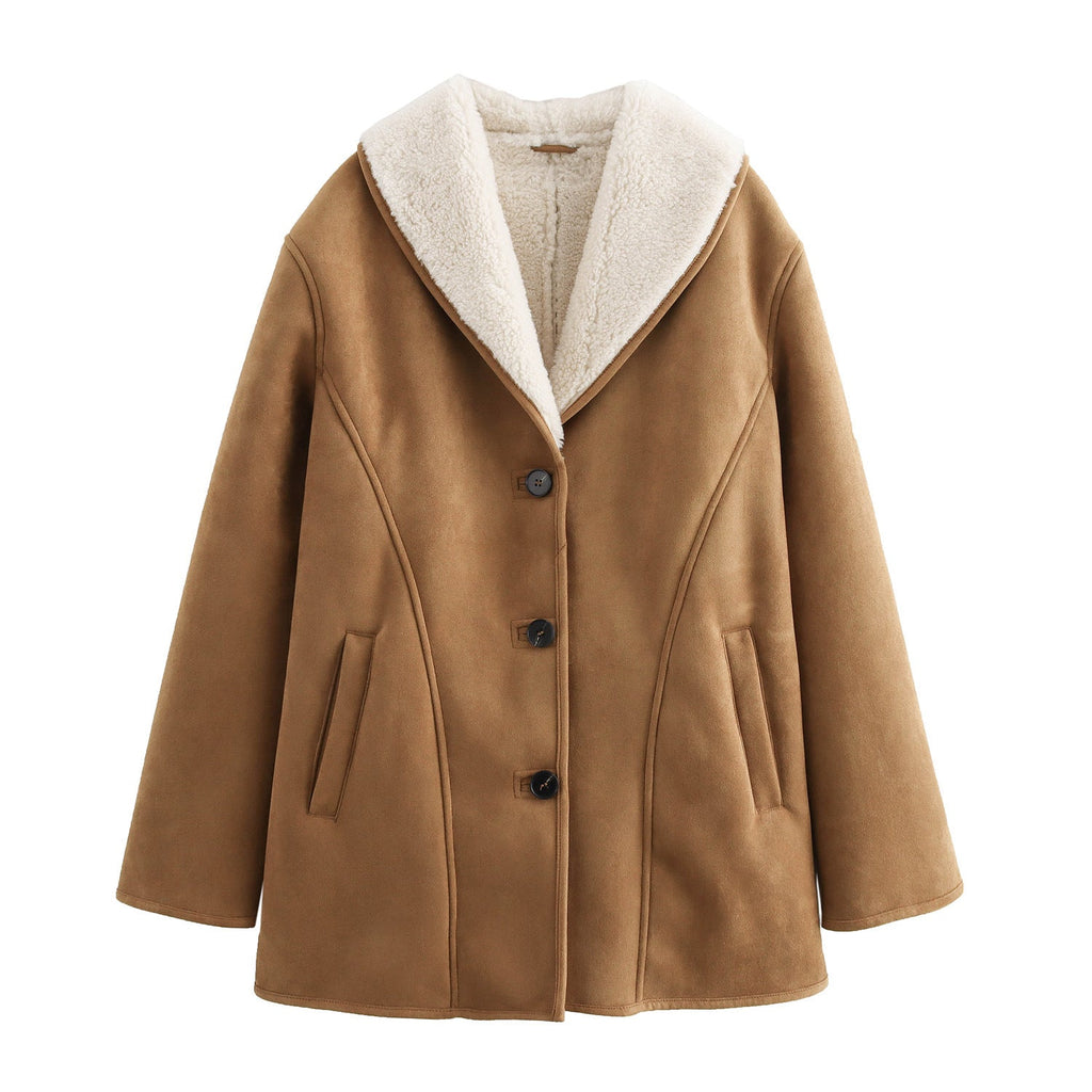 Women’s European And American Style French Design Double-sided Half-length Overcoat Jacket