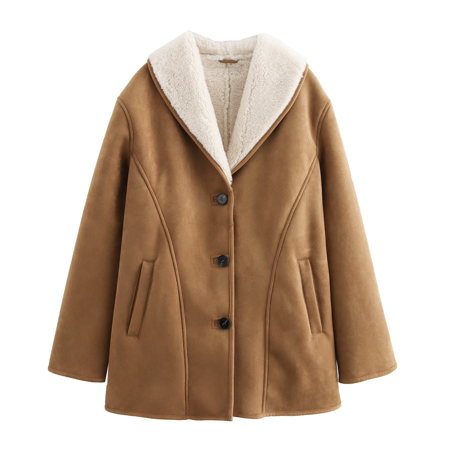 Women’s European And American Style French Design Double-sided Half-length Overcoat Jacket - Khaki / XS
