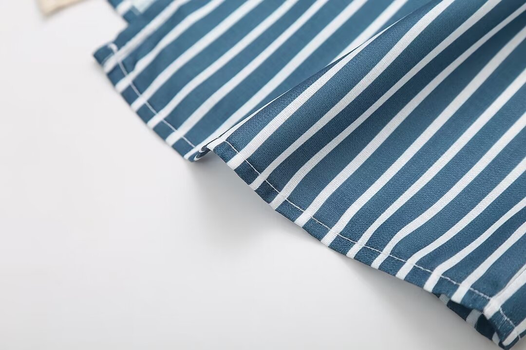 European And American Style Women’s Striped Bow Lace-up Top