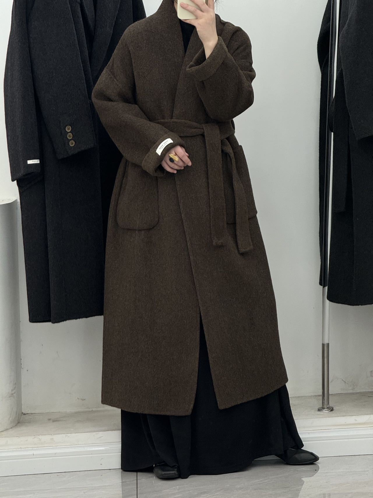 High-end Cashmere Double-sided Woolen Coat Women - Cocoa Mocha / S