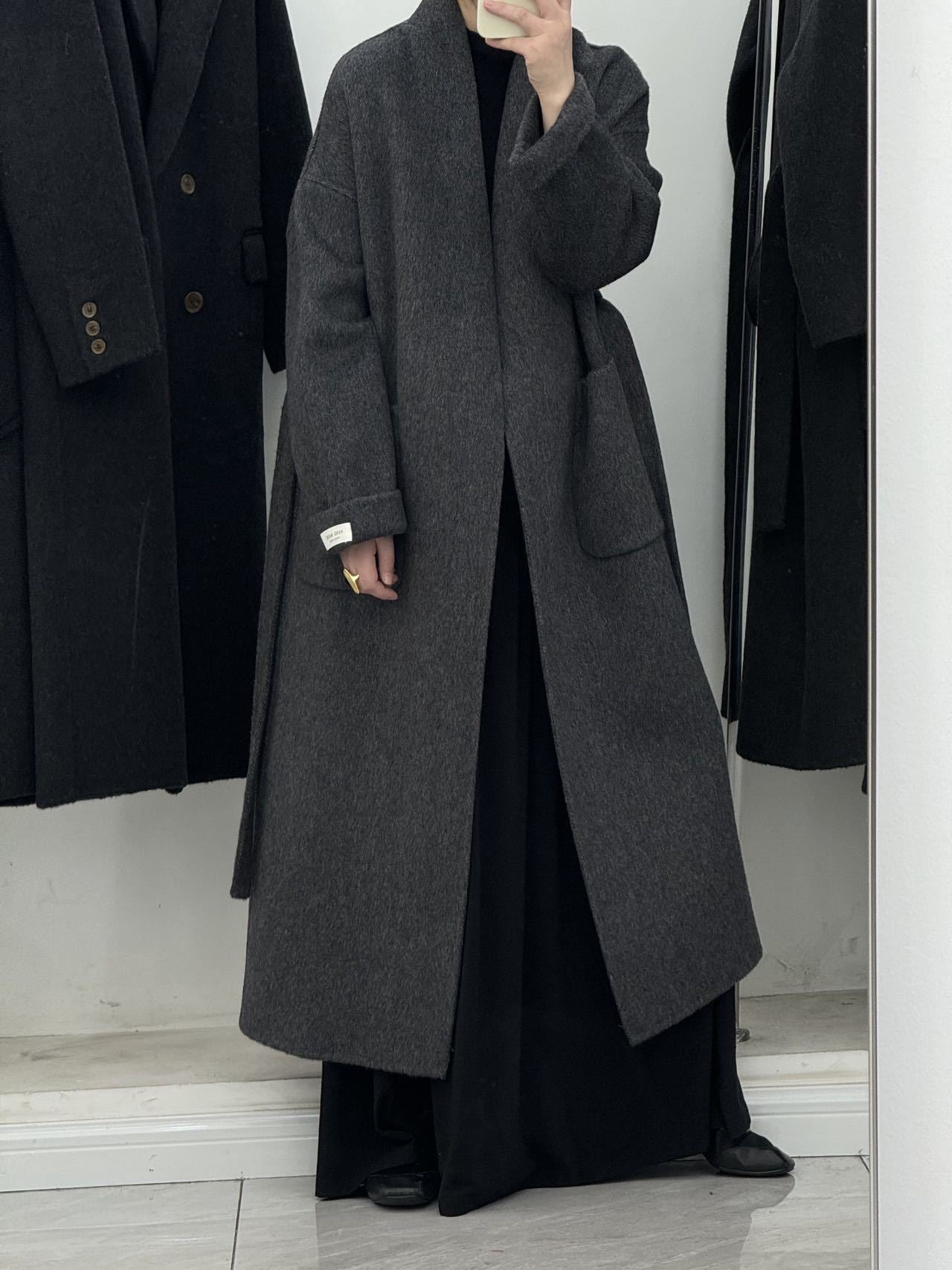 High-end Cashmere Double-sided Woolen Coat Women - Gray / S