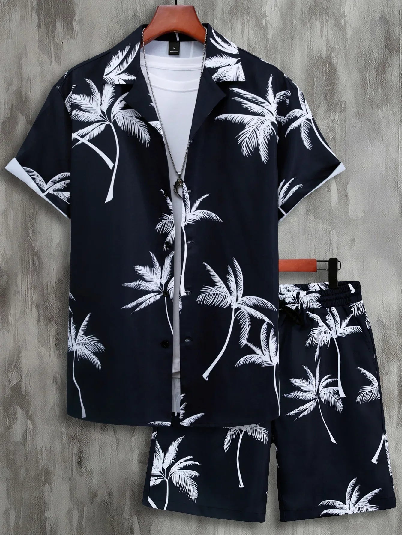 Men’s Coconut Tree Beach Shirt Sets Summer Hawaii Style Casual 2 Piece Suit Outfit Set - 20 / 4XL