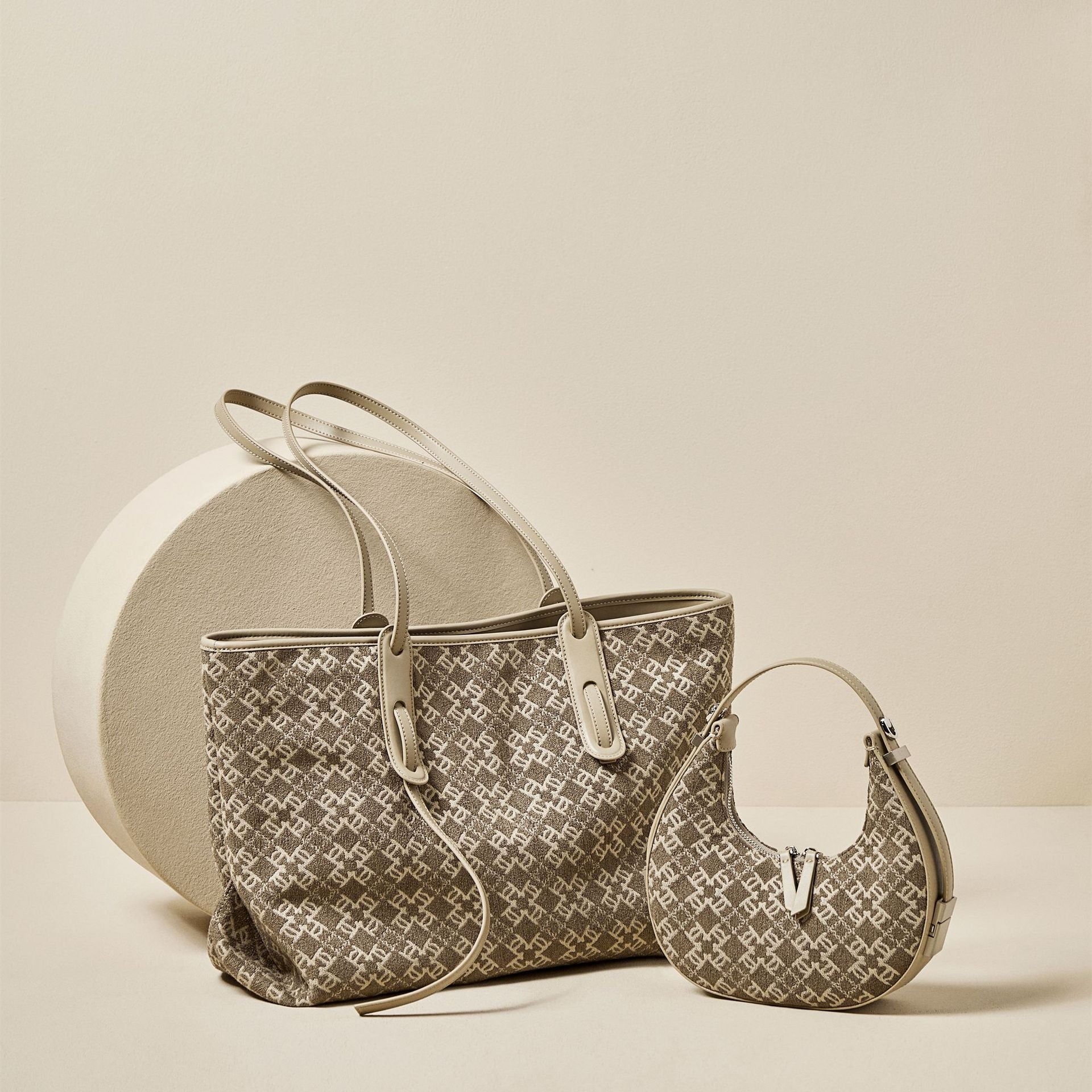 Apricot Sand Luxury Woolen Leather Bag High-End Fashion Online