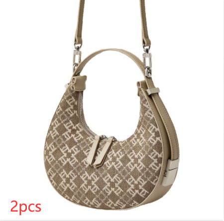 Apricot Sand Luxury Woolen Leather Bag High-End Fashion Online - Beige / 2PCS