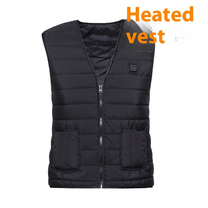 Heating Vest Three-gear Electric Heating Temperature Control Warm Men And Women - Black / European Code S