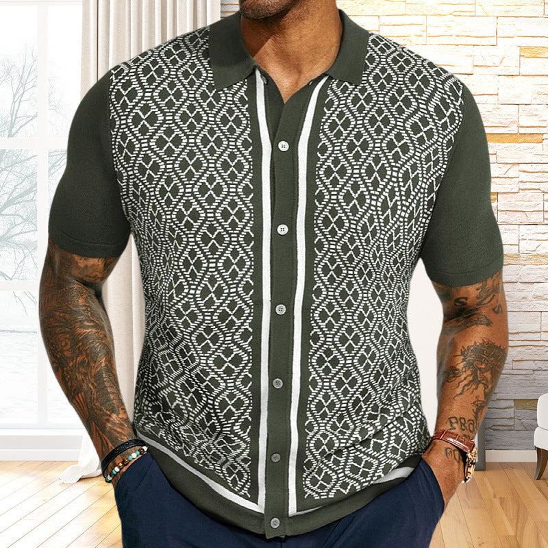 European And American Style Men’s Casual Jacquard Sweater - Army Green / M